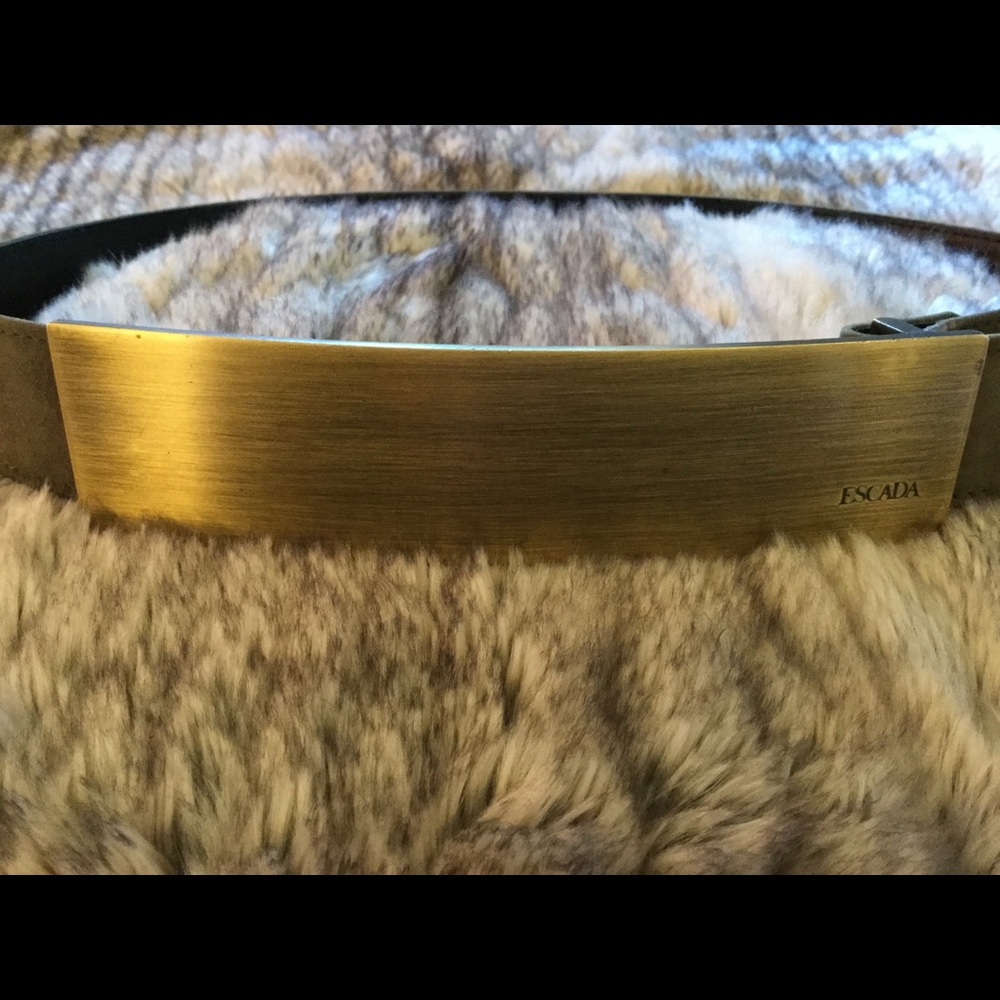Vintage Escada Suede Olive Green Belt - Picture 1 of 7